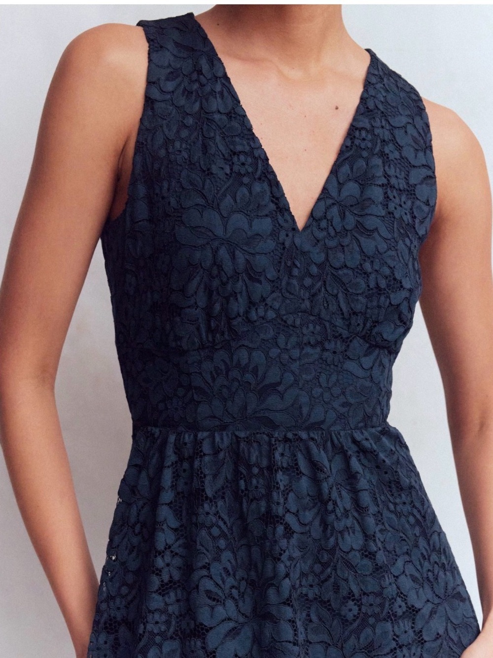 Boden Lace Plunge Neck Panel Dress Navy Size 6 NWT - Picture 4 of 14